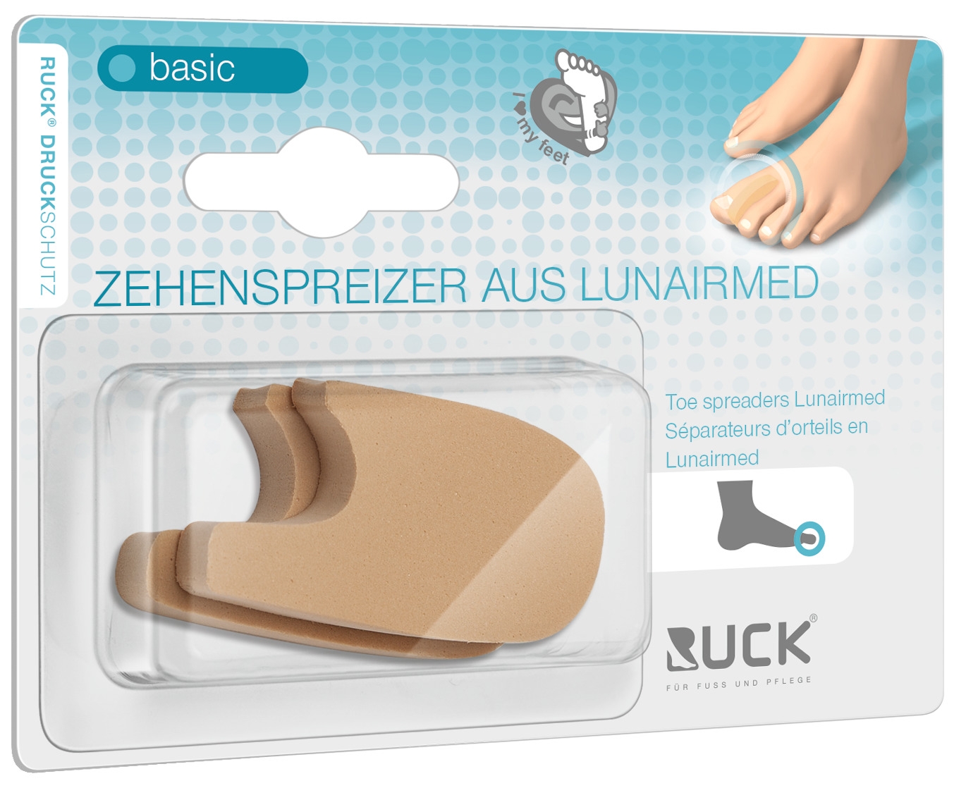 RUCK DRUCKSCHUTZ basic Zehenspreizer aus Lunairmed Größe 2 | 2 Stück