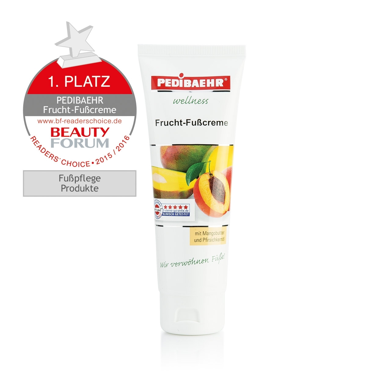 PEDIBAEHR - Wellness Frucht-Fußcreme mit Mangobutter und Pfirsichkernöl, 125 ml