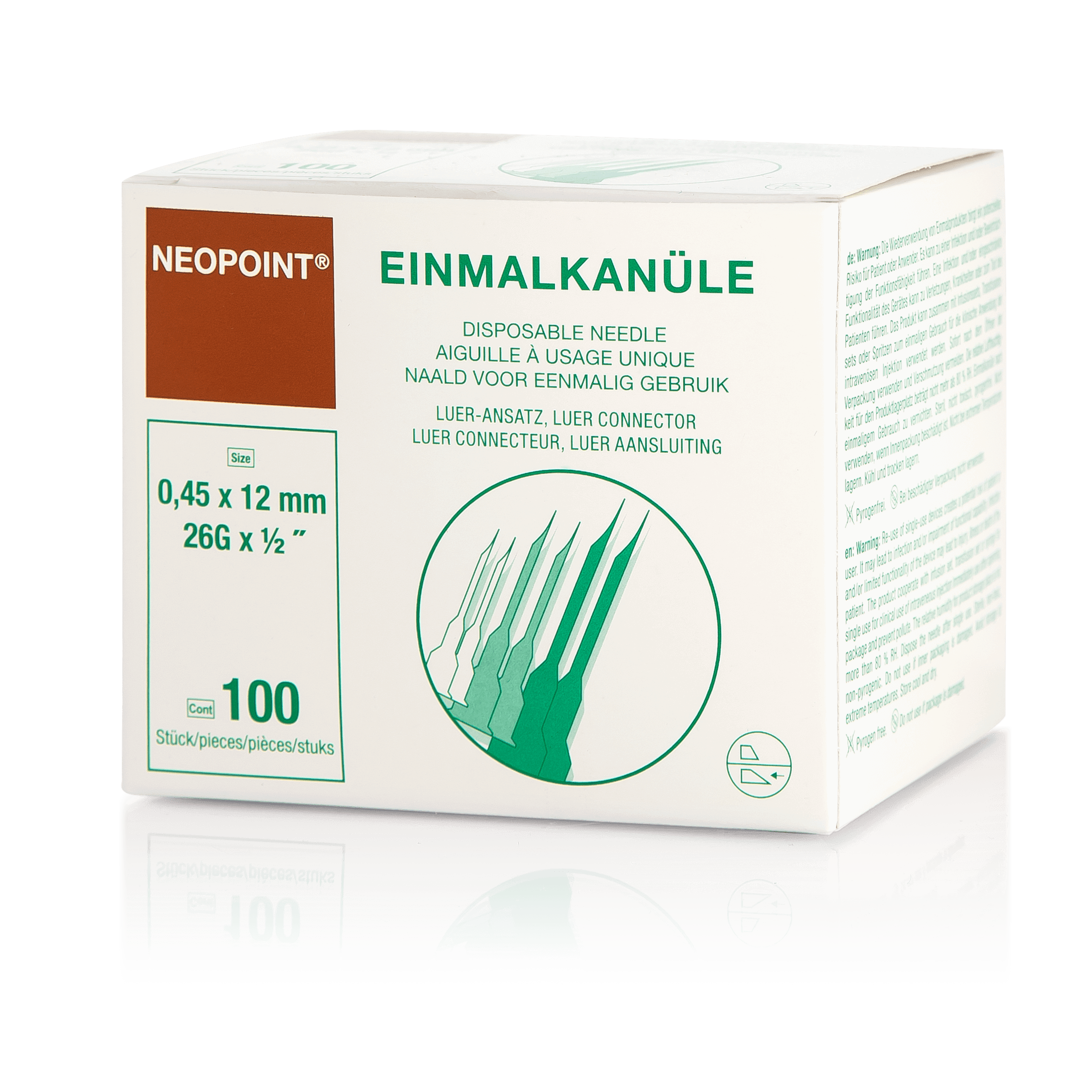 Neopoint Einmalkanülen 0,45 x 12 mm 100 Stück