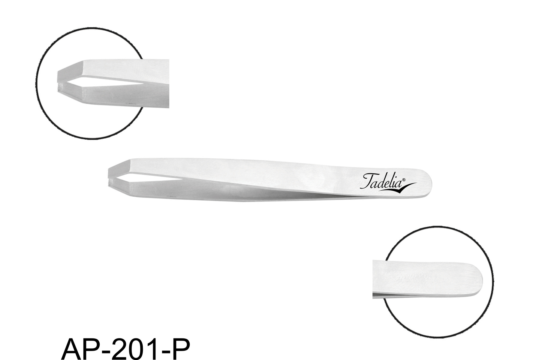 Tadelia® Professional Backenpinzette Augenbrauenpinzette | AP-201-P | Länge 9,5 cm