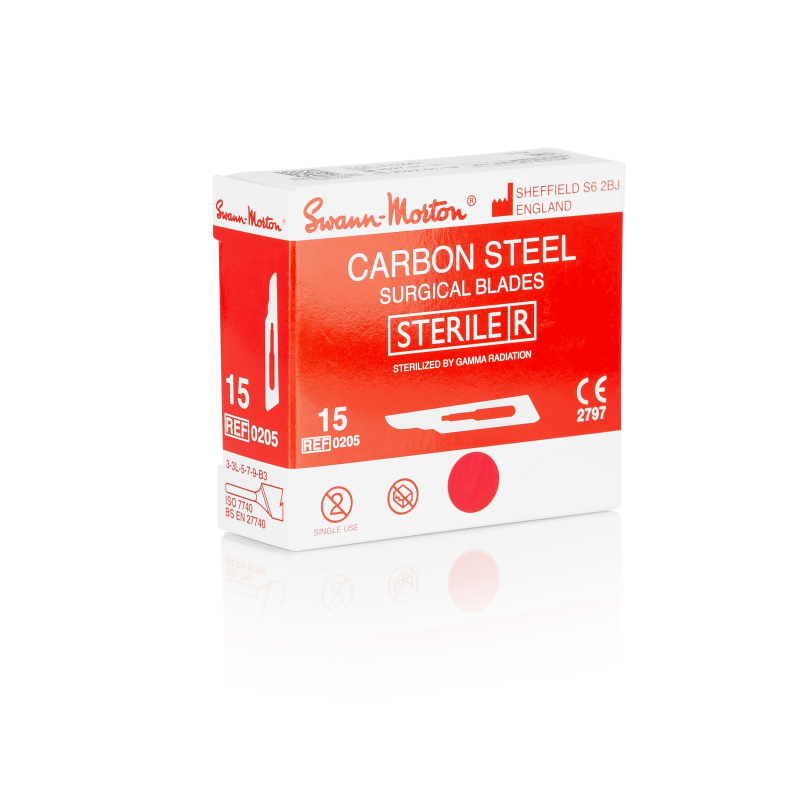 SWANN-MORTON Carbonstahl-Skalpellklingen Nr. 15 steril (100 Stück)