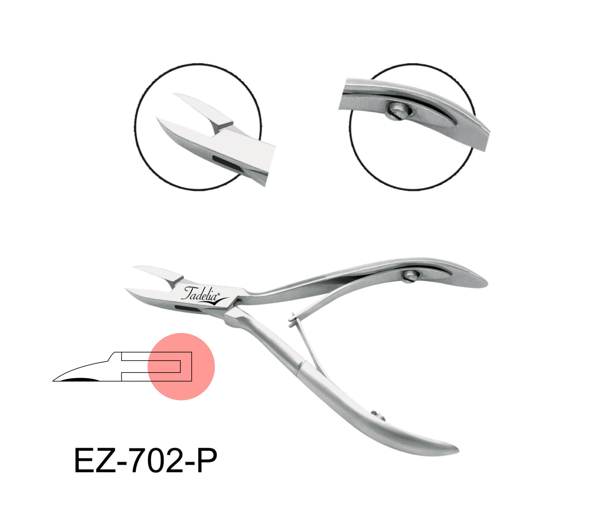 Tadelia® Professional Eckenzange für Fußpflege und Podologie | EZ-702-P-1 | Länge 11,5 cm Schneide 12 mm 