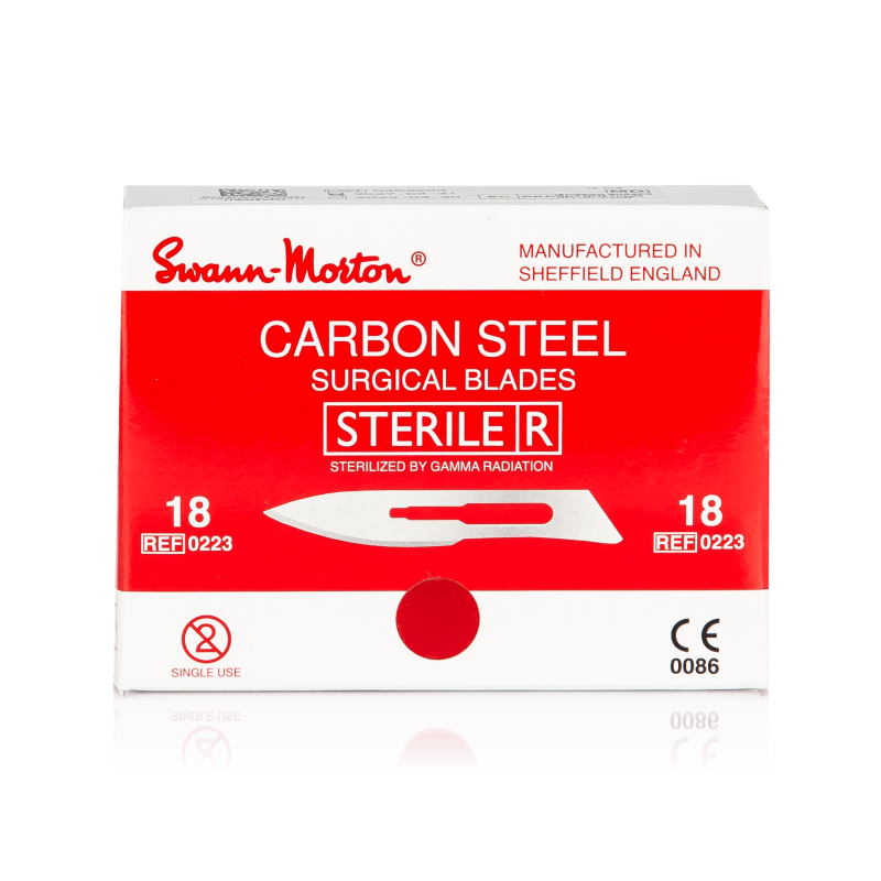 SWANN-MORTON Carbonstahl-Skalpellklingen Nr. 18 steril (100 Stück)