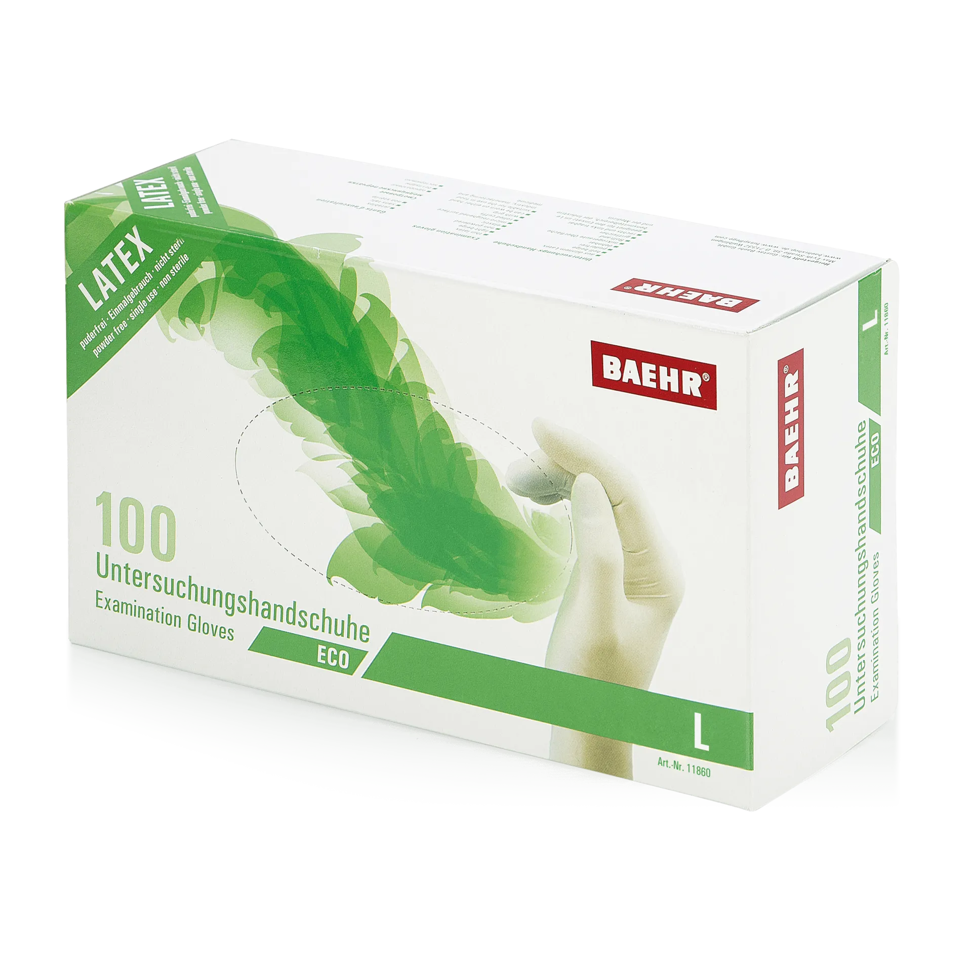 BAEHR Einmalhandschuhe Latex ECO | L groß puderfrei 100 Stück Kopie