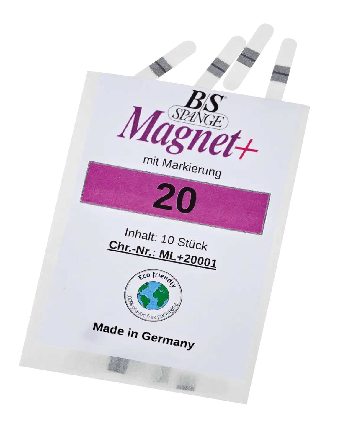 B/S Spange Magnet+ mit Markierung | Länge 20 Breite 4 mm 10 Stück