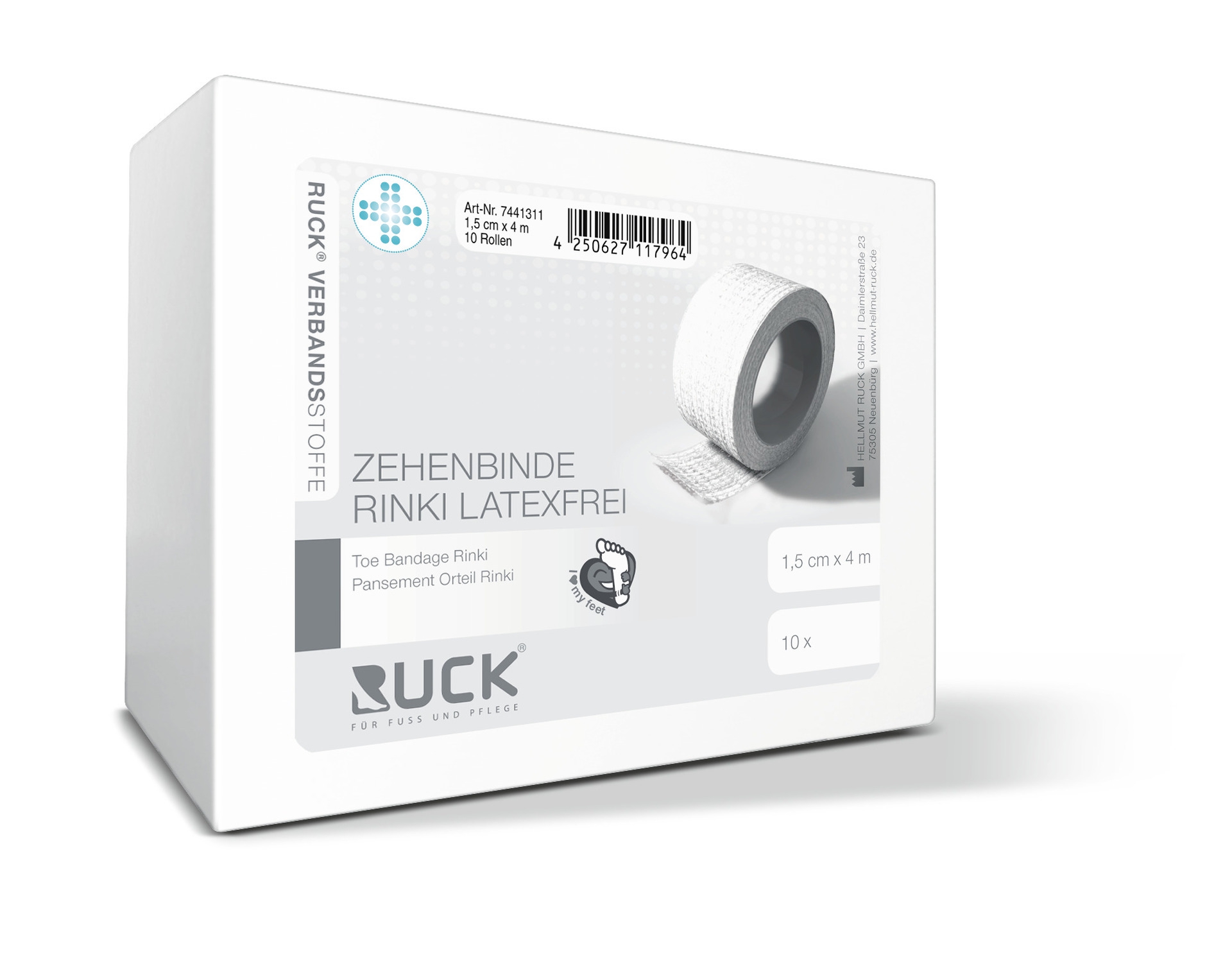 RUCK VERBANDSSTOFFE Zehenbinde Rinki 1,5 cm x 4 m | 10 Rollen