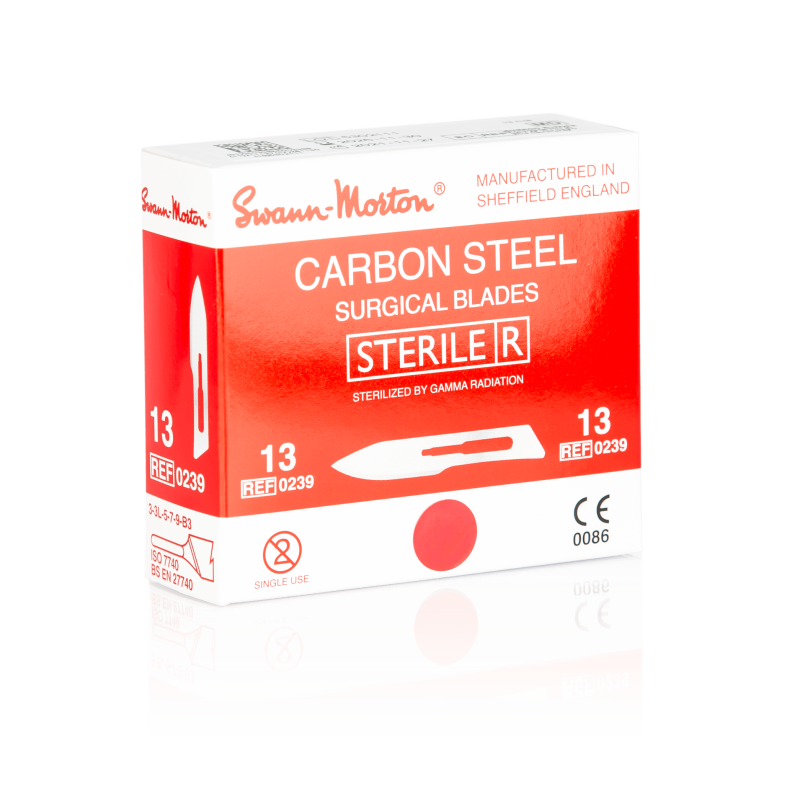 SWANN-MORTON Carbonstahl-Skalpellklingen Nr. 13 steril (100 Stück)