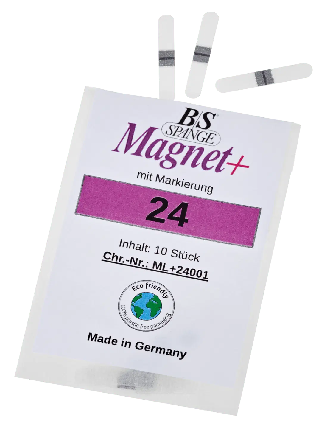 B/S Spange Magnet+ mit Markierung | Länge 24 Breite 4 mm 10 Stück