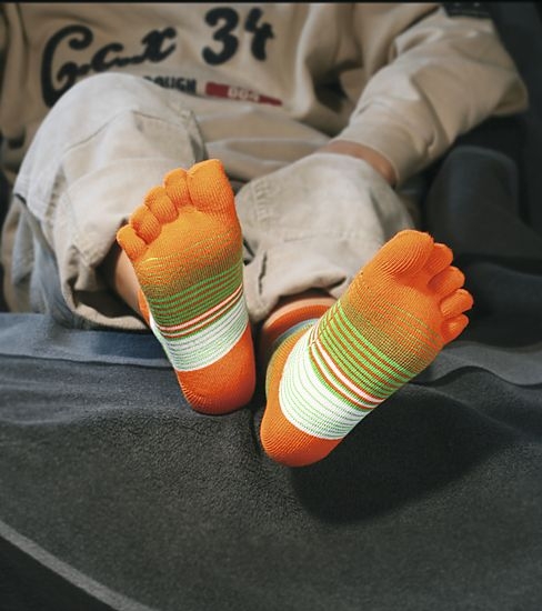 Zehensocken | Größe 35 - 41 | orange-grün-weiß