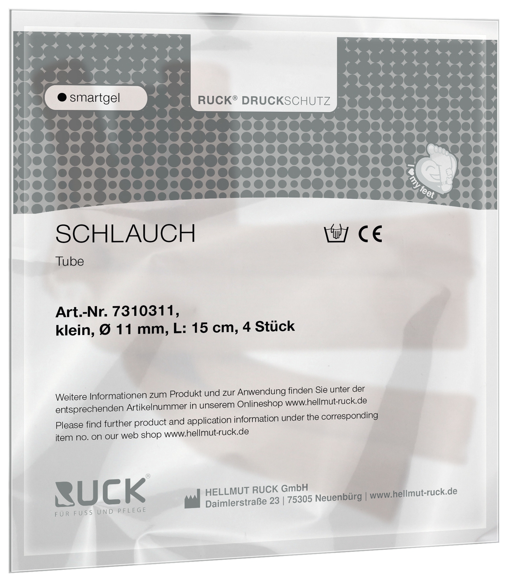 RUCK DRUCKSCHUTZ smartgel Schlauch | klein Ø 11 mm L 15 cm 4 Stück