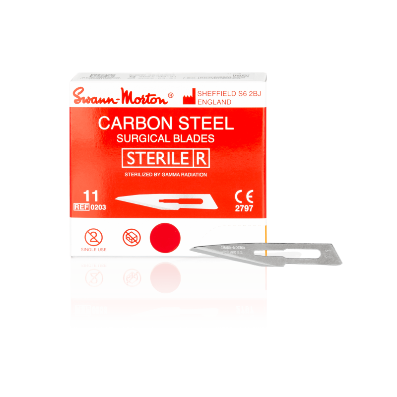 SWANN-MORTON Carbonstahl-Skalpellklingen Nr. 11 steril (100 Stück)