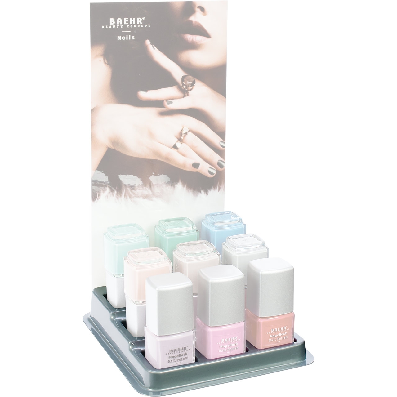 BAEHR BEAUTY CONCEPT - NAILS Display silber leer für Nagelpflegeöle 9 x 11 ml BAEHR BEAUTY CONCEPT - NAILS Display silber leer für Nagelpflegeöle 9 x 11 ml