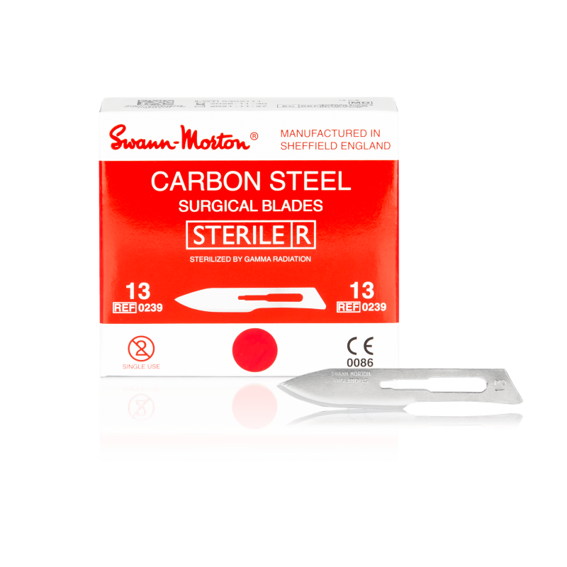 SWANN-MORTON Carbonstahl-Skalpellklingen Nr. 13 steril (100 Stück)