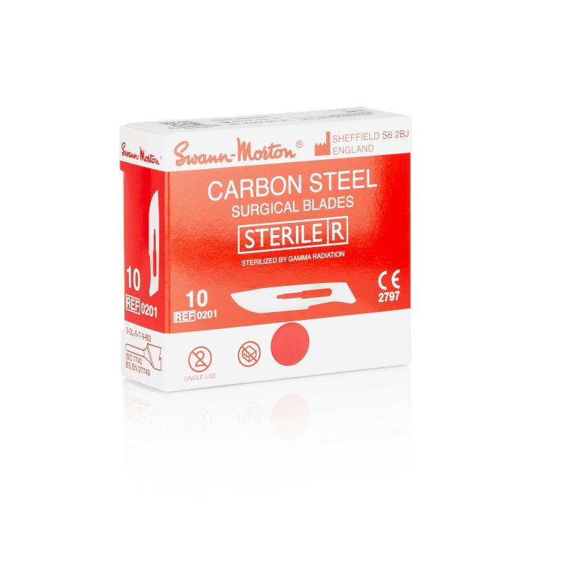 SWANN-MORTON Carbonstahl-Skalpellklingen Nr. 10 steril (100 Stück)