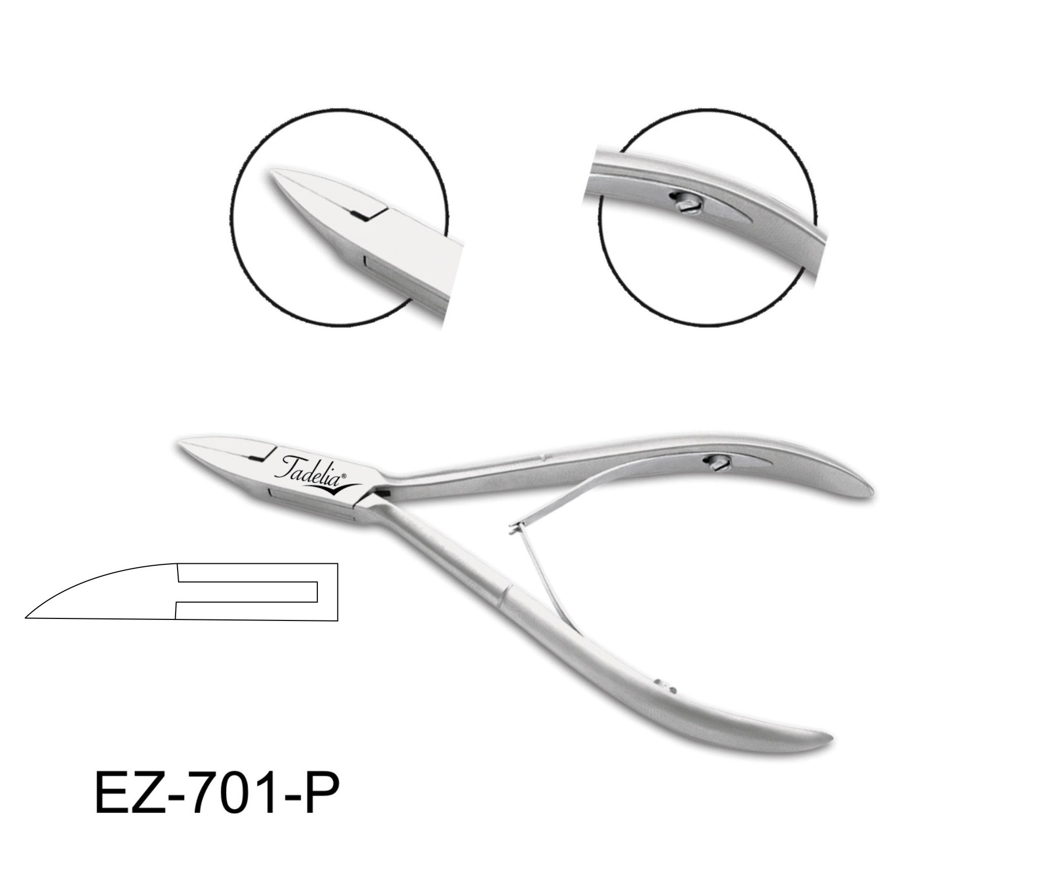 Tadelia® Professional Eckenzange für Fußpflege und Podologie | EZ-701-P | Länge 13 cm Schneide 15 mm 