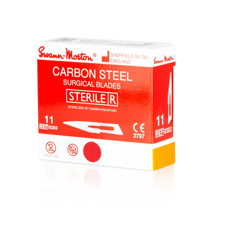 SWANN-MORTON Carbonstahl-Skalpellklingen Nr. 11 steril (100 Stück)