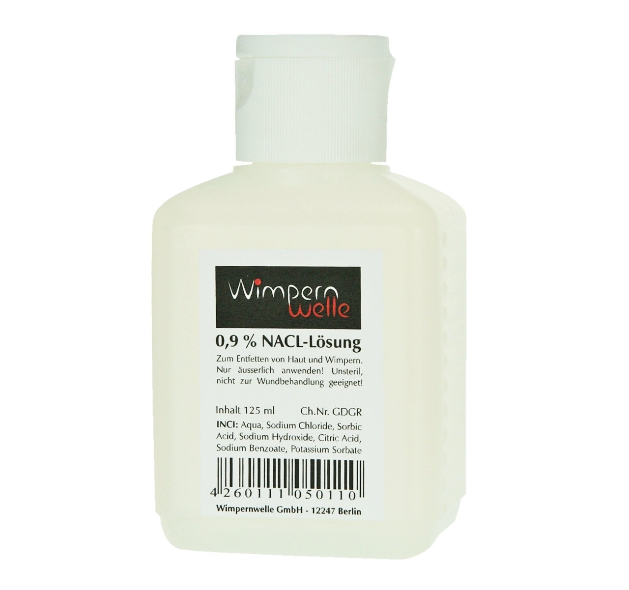 Wimpernwelle physische Kochsalzlösung zum Entfetten von Haut und Wimpern, 125 ml