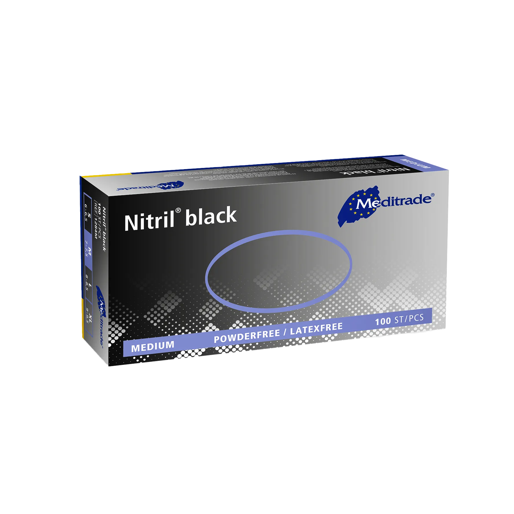 Meditrade Nitril-Einmalhandschuhe schwarz | M mittel 100 Stück puderfrei letexfrei