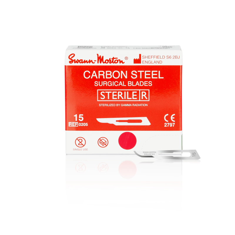 SWANN-MORTON Carbonstahl-Skalpellklingen Nr. 15 steril (100 Stück)