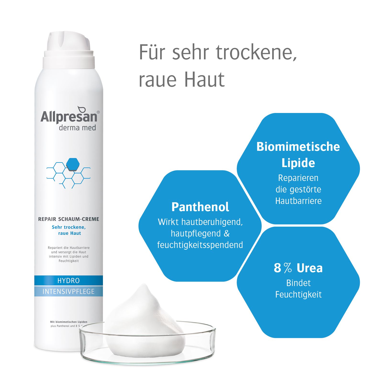 Allpresan Derma med Repair Schaum-Creme HYDRO INTENSIVPFLEGE, 200 ml