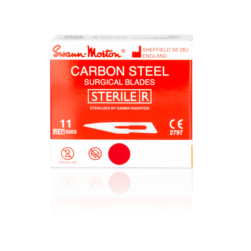 SWANN-MORTON Carbonstahl-Skalpellklingen Nr. 11 steril (100 Stück)