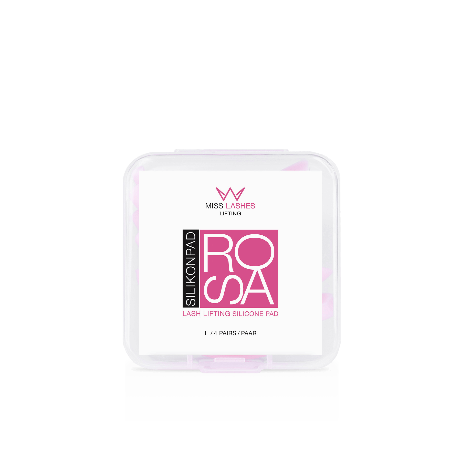 MISS LASHES Selbsthaftende Silikonpads in Rosa - L-Curl 4 Paare Gr. L