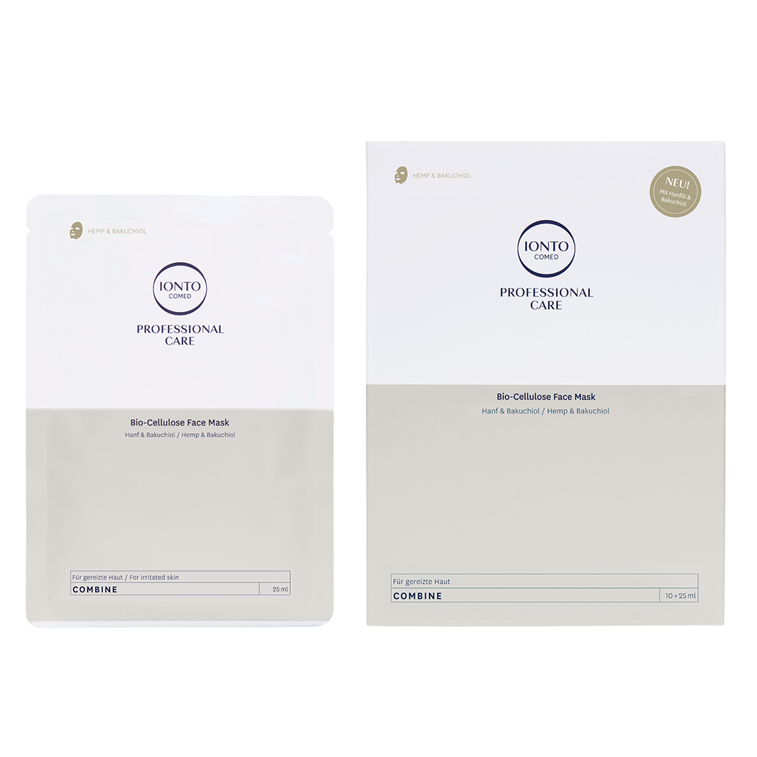 🔴 IONTO-COMED Professional Care Combine Bio-Cellulose-Mask Hanf & Bakuchiol 10 Stück