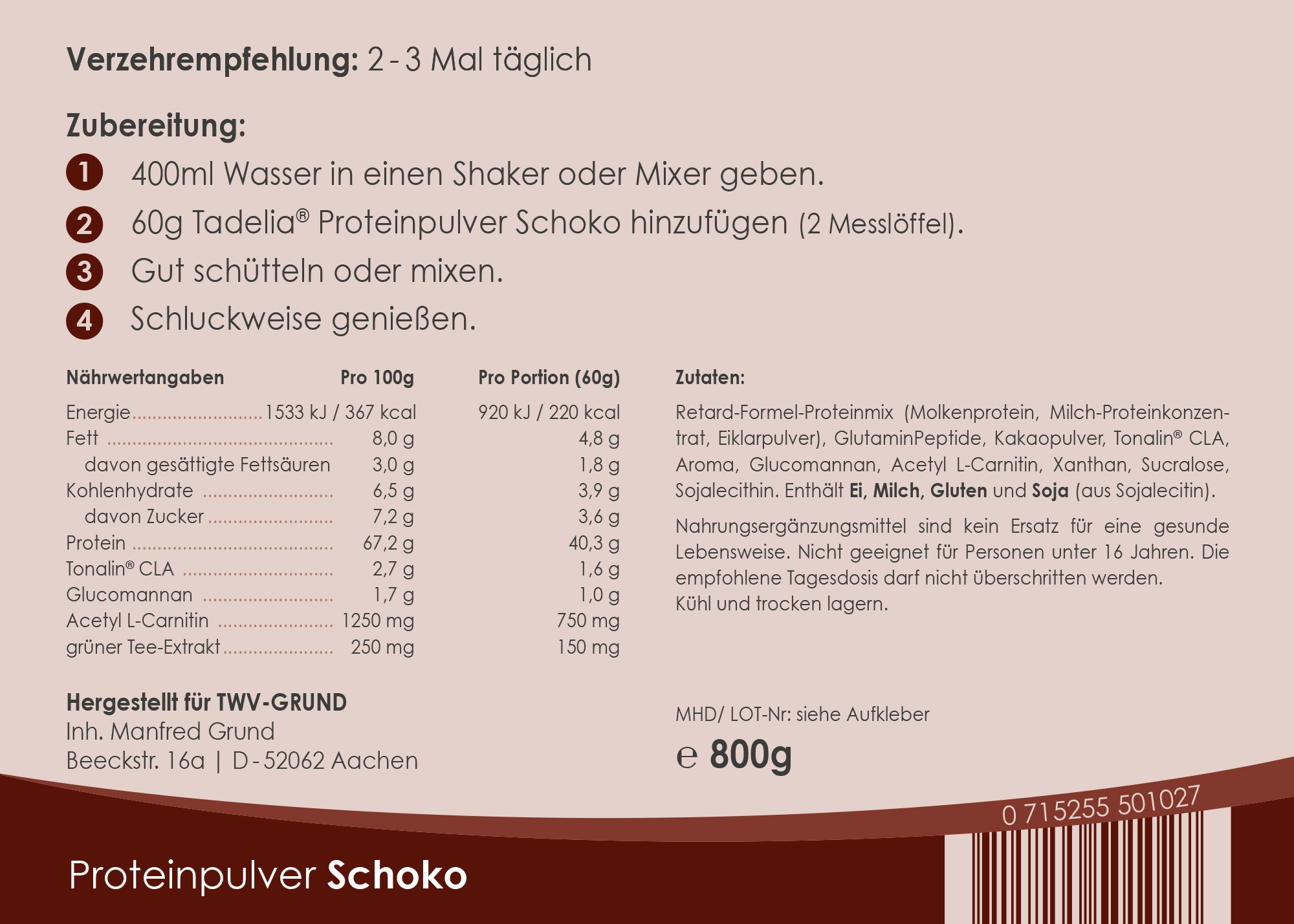Tadelia® Stoffwechseldiät -- BAUKASTEN -- nach Ihren Bedürfnissen