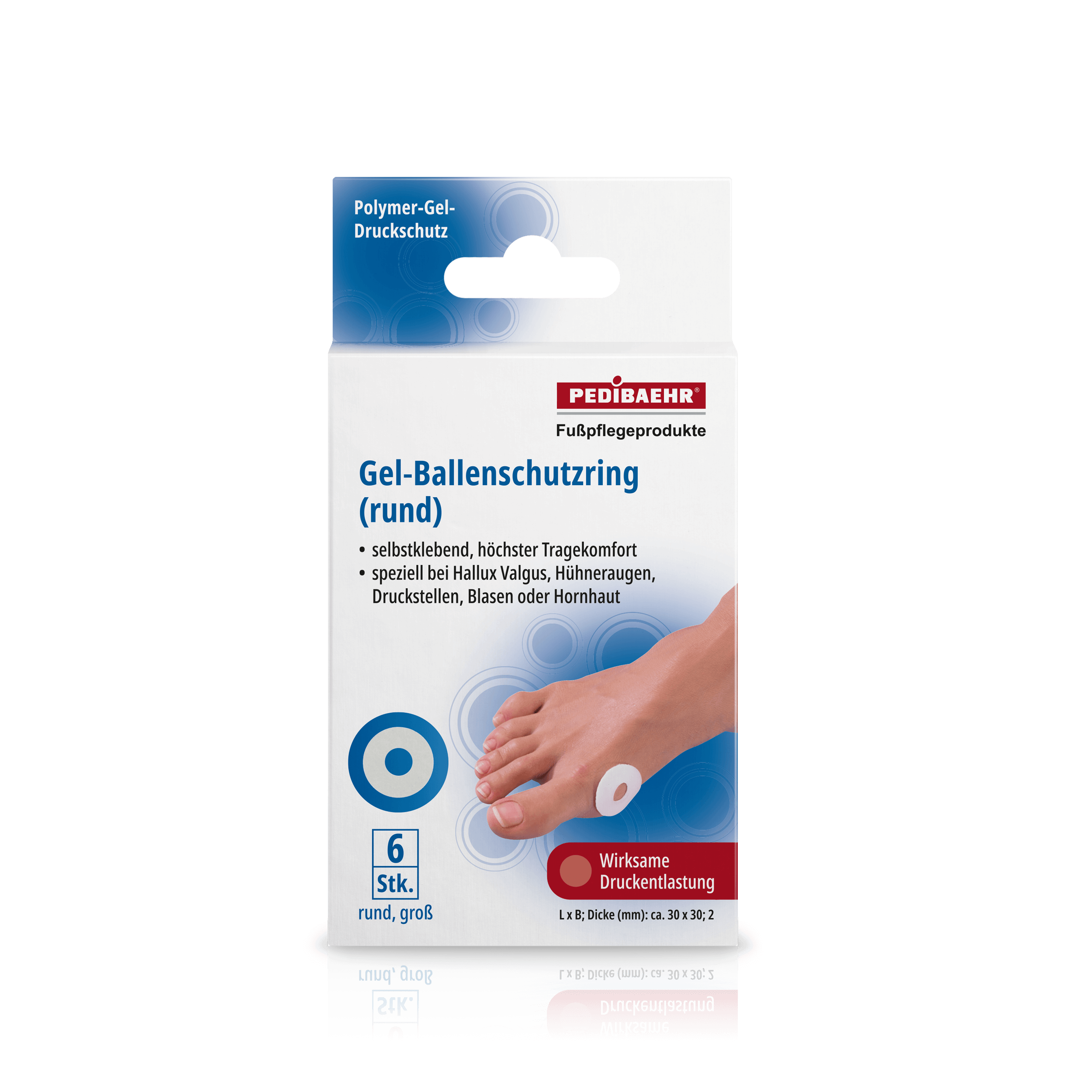 Pedibaehr Gel-Ballenschutzringe groß rund 6 Stück Pedibaehr Gel-Ballenschutzringe groß rund 6 Stück