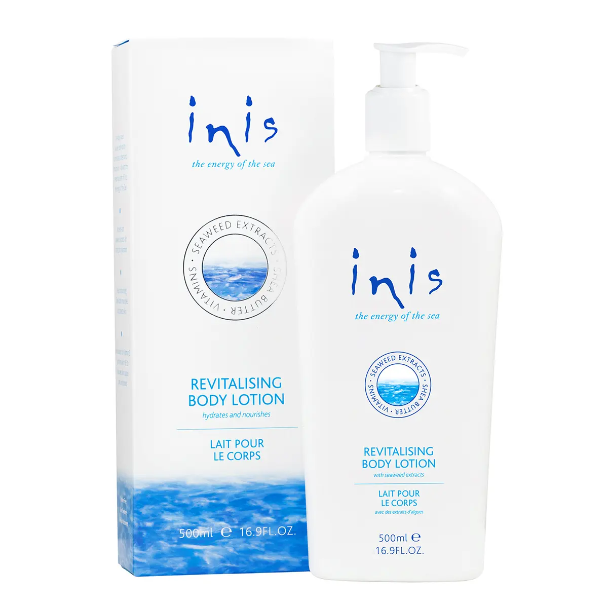 Inis Revitalisierende Bodylotion im großen Pumpspender 500 ml