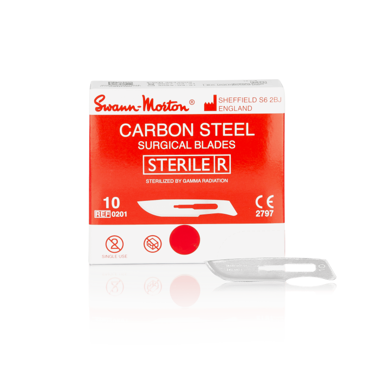 SWANN-MORTON Carbonstahl-Skalpellklingen Nr. 10 steril (100 Stück)
