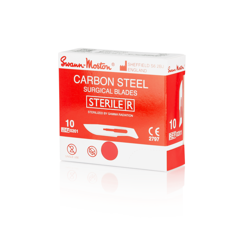 SWANN-MORTON Carbonstahl-Skalpellklingen Nr. 10 steril (100 Stück)