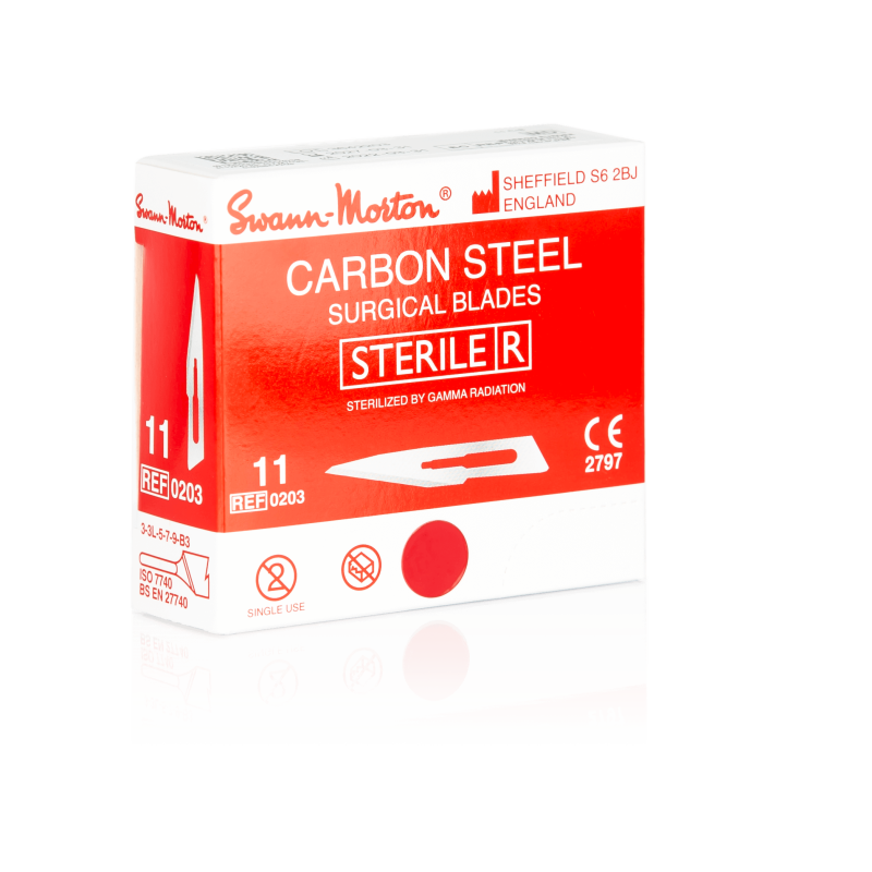 SWANN-MORTON Carbonstahl-Skalpellklingen Nr. 11 steril (100 Stück)