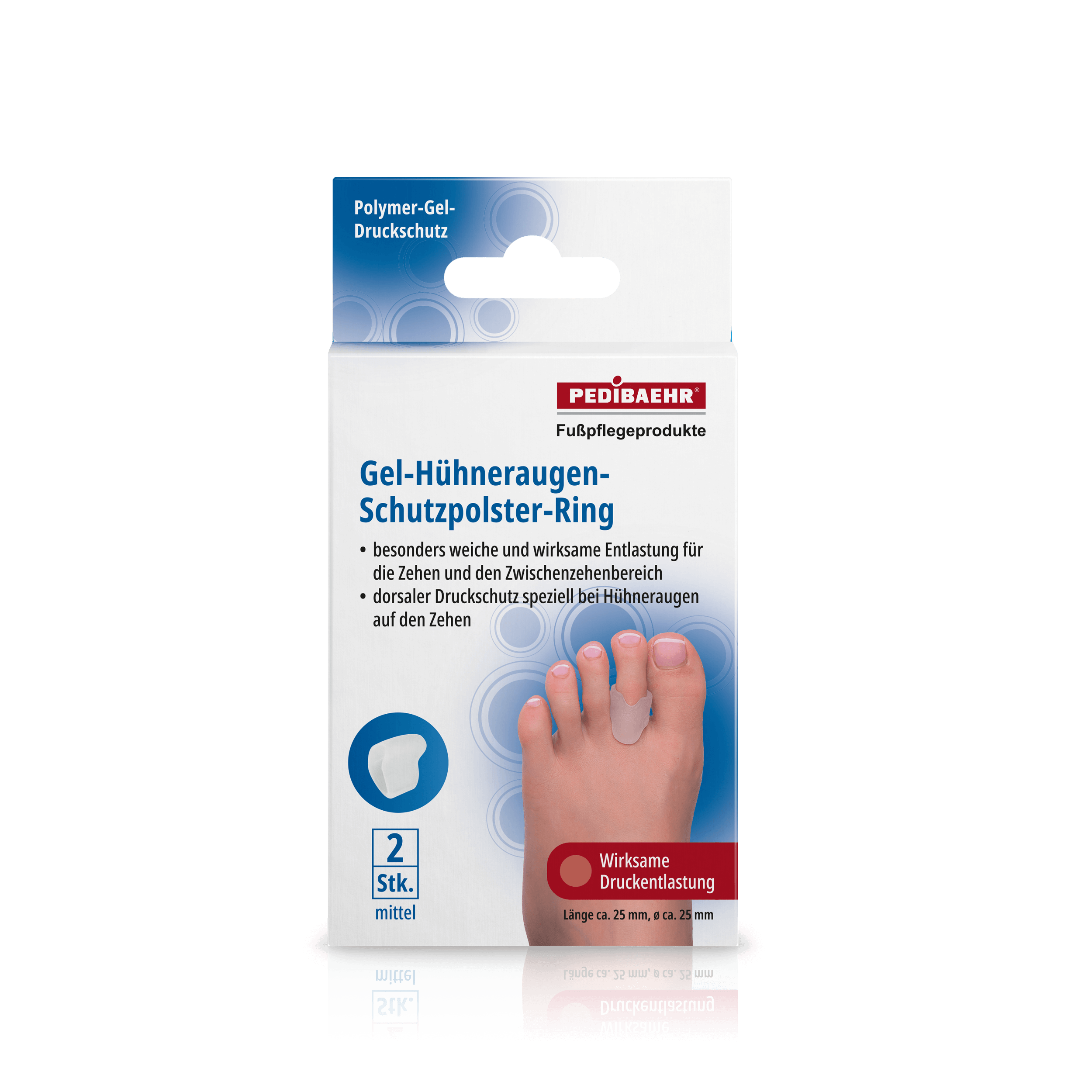 Pedibaehr Gel-Hühneraugen-Schutzpolsterring, mittel, 2 Stück Pedibaehr Gel-Hühneraugen-Schutzpolsterring, mittel, 2 Stück