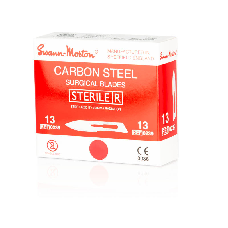 SWANN-MORTON Carbonstahl-Skalpellklingen Nr. 13 steril (100 Stück)