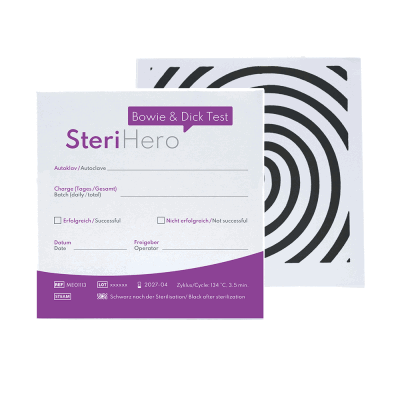 SteriHero Bowie & Dick Test, 1 Prüfpaket, nach EN ISO 11140-4 für Typ S und typ B Autoklaven