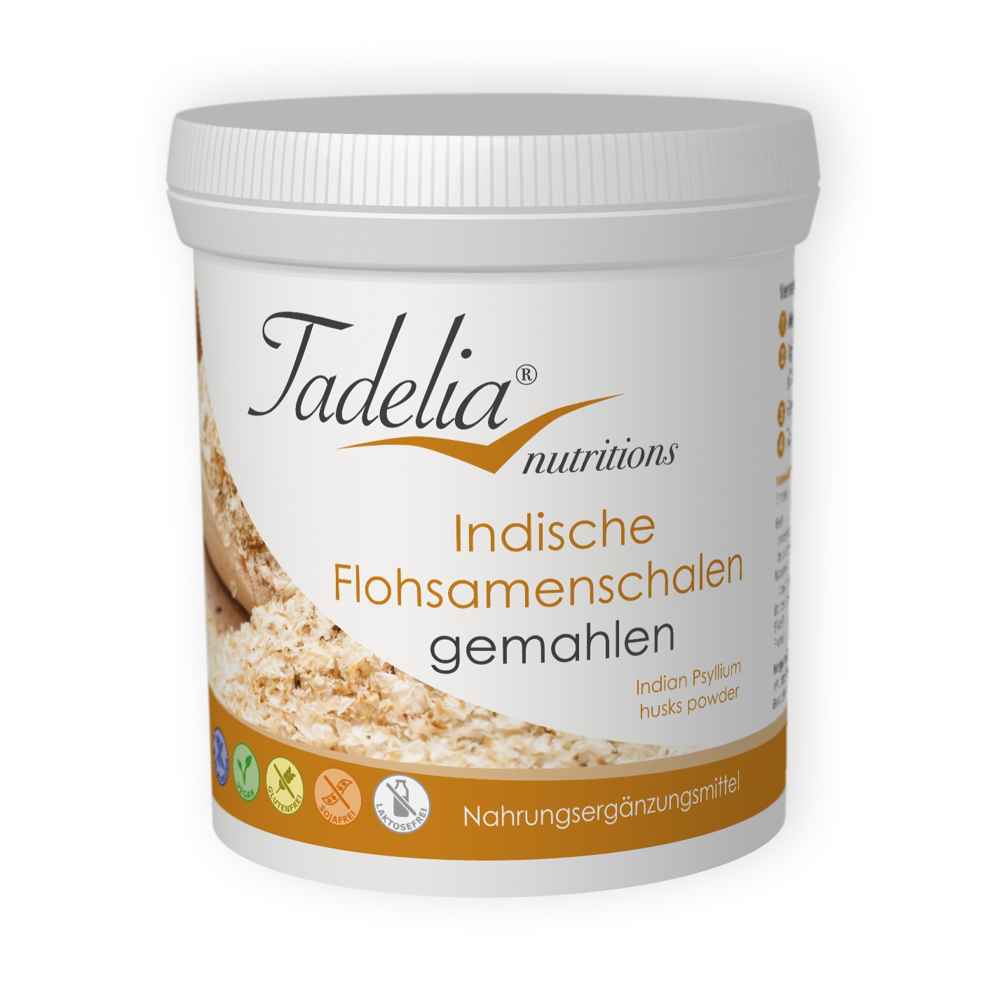 Tadelia® Indische Flohsamenschalen gemahlen mit Tadelia hCG Stoffwechseldiätplan + Hormony Complex G B12 Tropfen