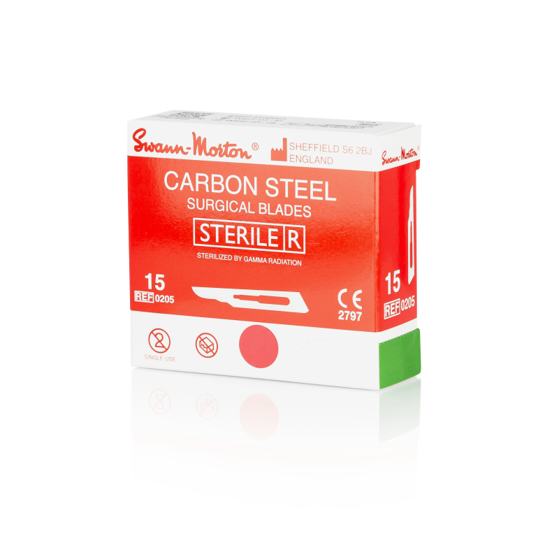 SWANN-MORTON Carbonstahl-Skalpellklingen Nr. 15 steril (100 Stück)