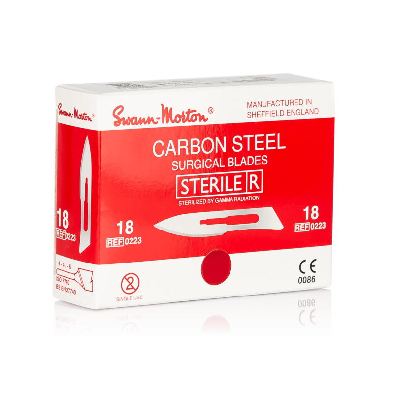 SWANN-MORTON Carbonstahl-Skalpellklingen Nr. 18 steril (100 Stück)