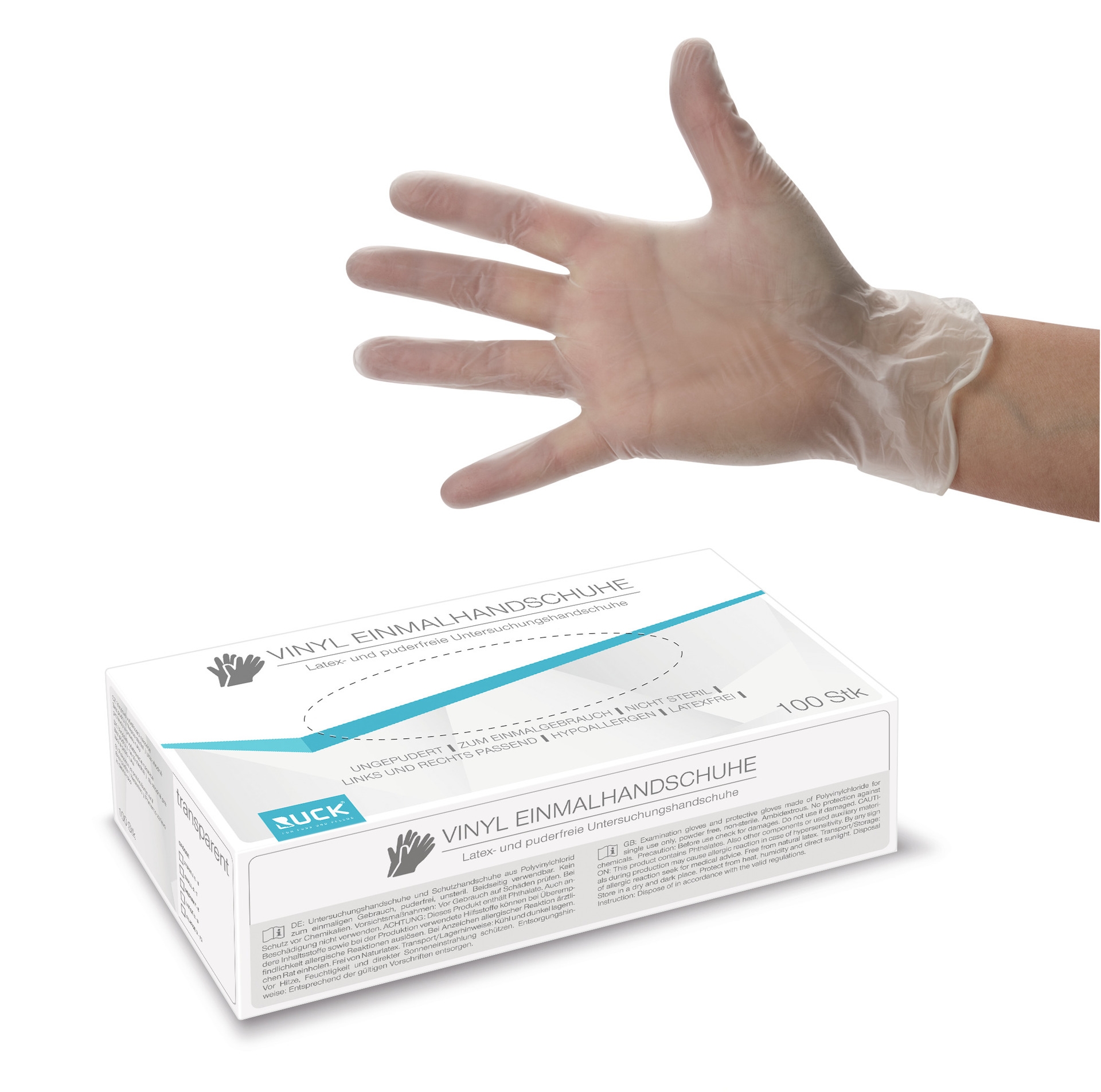 RUCK Vinyl-Einmalhandschuhe ungepudert | S klein 100 Stück