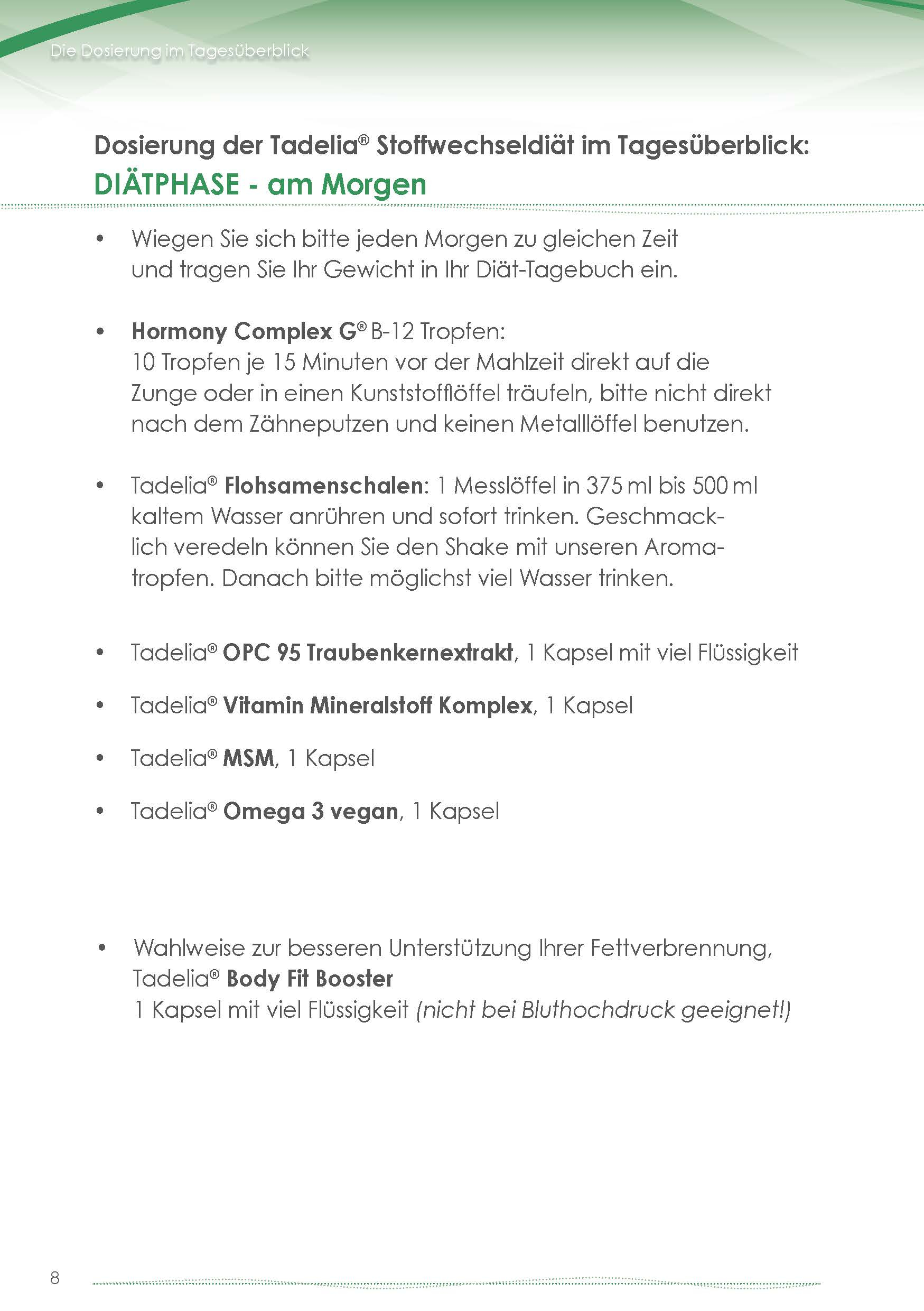 Tadelia® hCG Stoffwechseldiät PAKET 2 | Starterset ohne Hormony Complex G