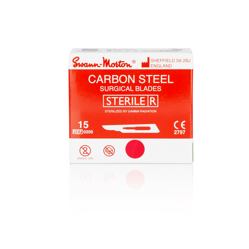 SWANN-MORTON Carbonstahl-Skalpellklingen Nr. 15 steril (100 Stück)